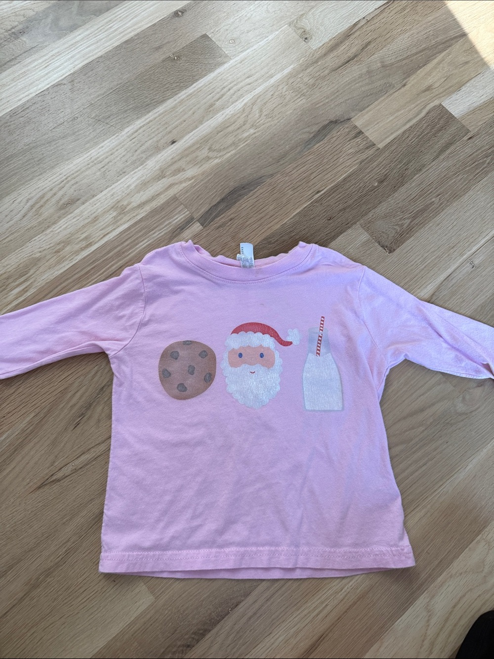 Toddler Pink Santa & Milk Graphic Long-Sleeve Tee